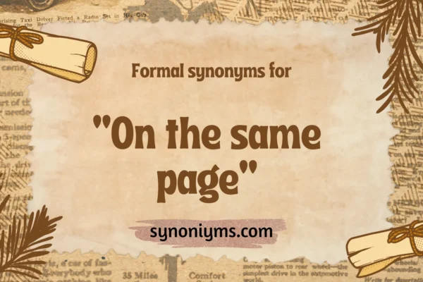 formal synonyms for on the same page