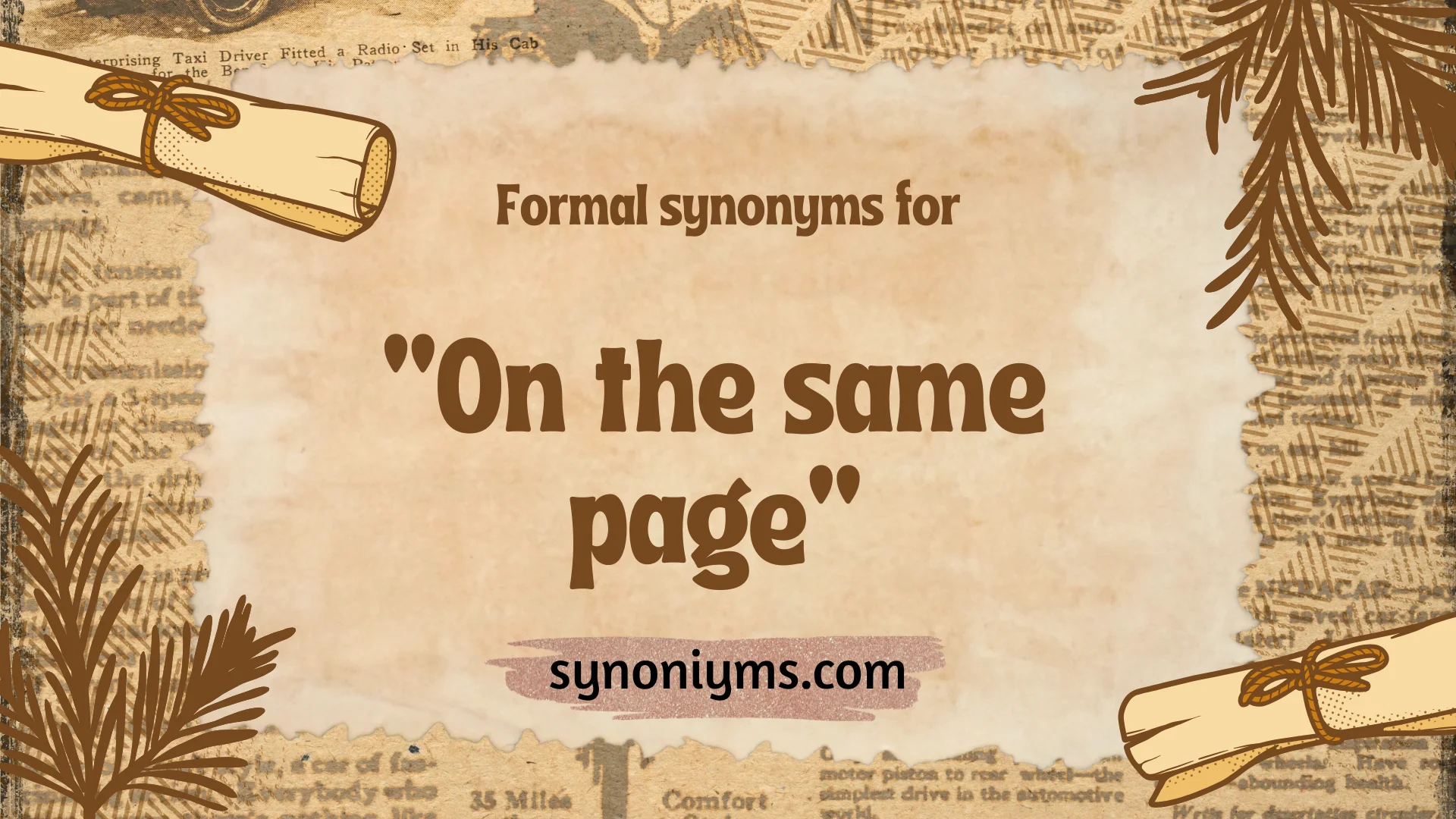 formal synonyms for on the same page